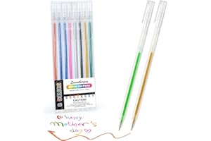 SMOOTHERPRO Metallic Gel Pens, 8 Metallic Color 1.0mm Nib Glitter Pens for Card Making