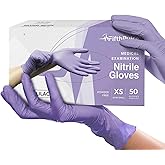 Lilac Nitrile Disposable Gloves - 50 Count - 3 Mil Nitrile Gloves X Small - Powder and Latex Free Rubber Gloves - Surgical Medical Exam Gloves - Food Safe Cooking Gloves