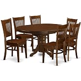 East West Furniture KEVA7-ESP-W 7 Piece Dining Set Consist of an Oval Dining Room Table with Butterfly Leaf and 6 Wood Seat Chairs, 42x60 Inch, Espresso