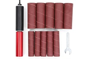 Spindle Sander Adapter Power Drill Spindle Sander Kit with 10Pcs Sandpaper Sleeves, 1.5in Mandrel Drum Sanders Aluminum Alloy