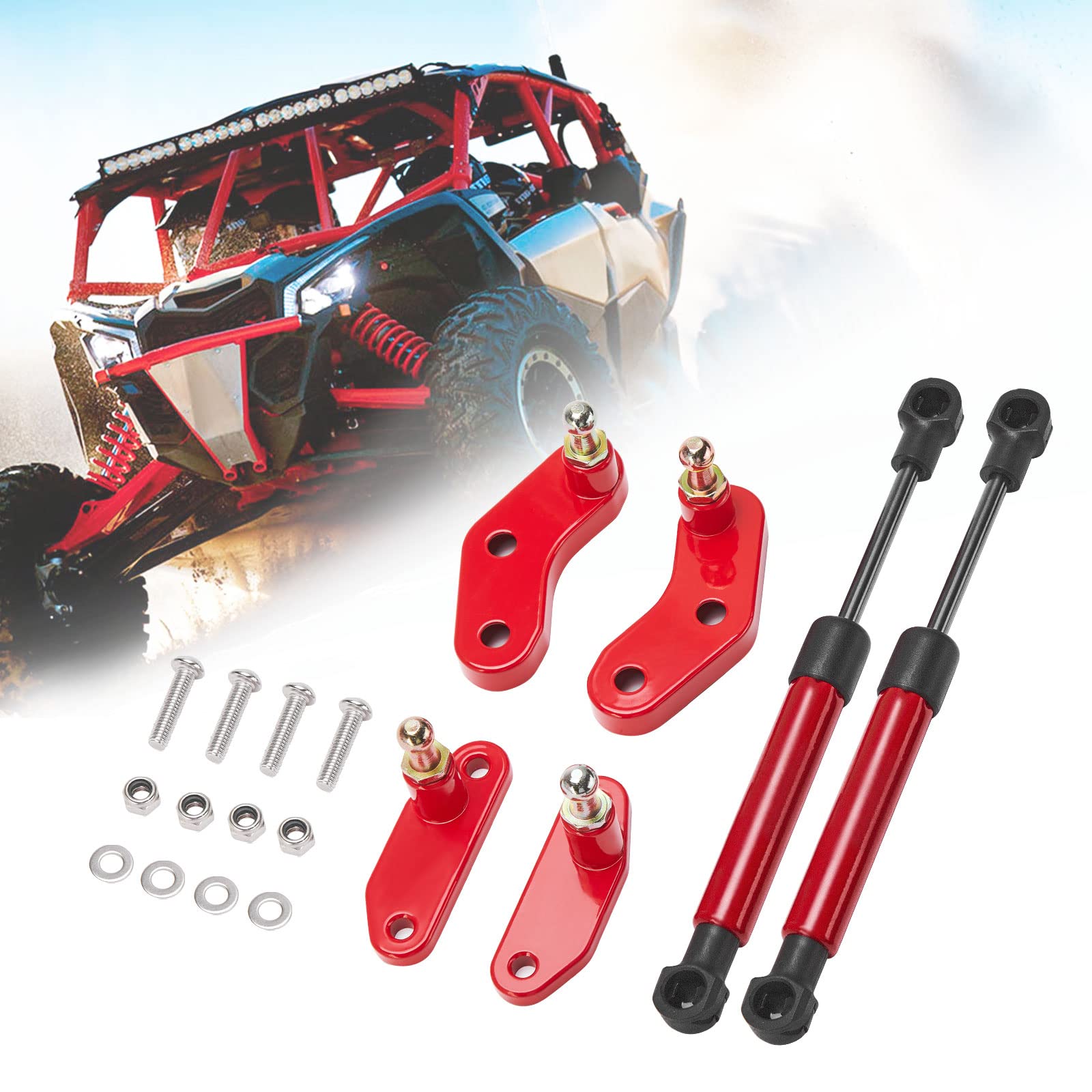 Photo 1 of Kemimoto X3 Door Opener Kits Door Shocks Struts Compatible with 2017-2025 Can Am Maverick X3 and Max Front and Rear Doors, Red