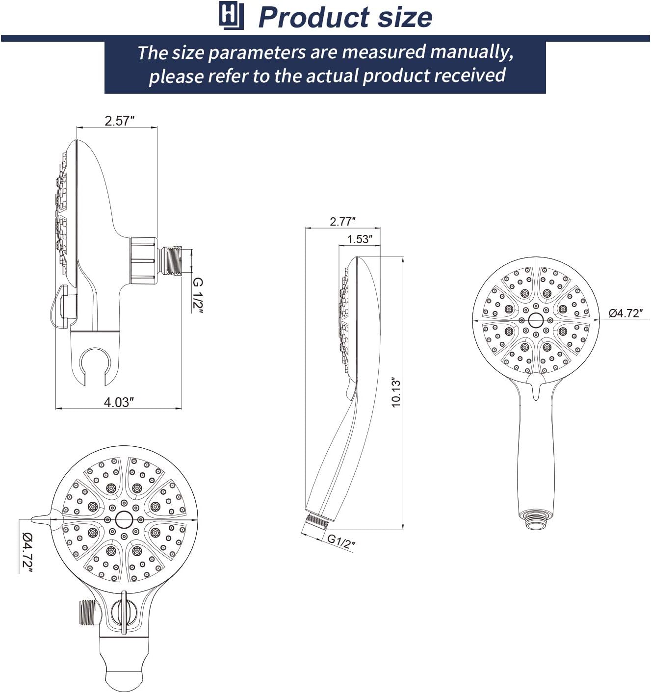 Homelody 5" High Pressure Shower Head and Handheld Shower, Brushed Nickel Dual Shower System 6-Settings Unique 3-Way Water Diverter with Stainless Steel Hose - - 