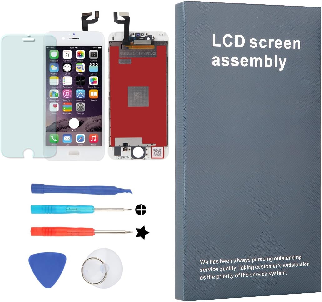 KXC ST LCD Touch Screen Digitizer Display Replacement Full Set with Tools and Glass screen protector For iphone 6S (4.7 inch) White