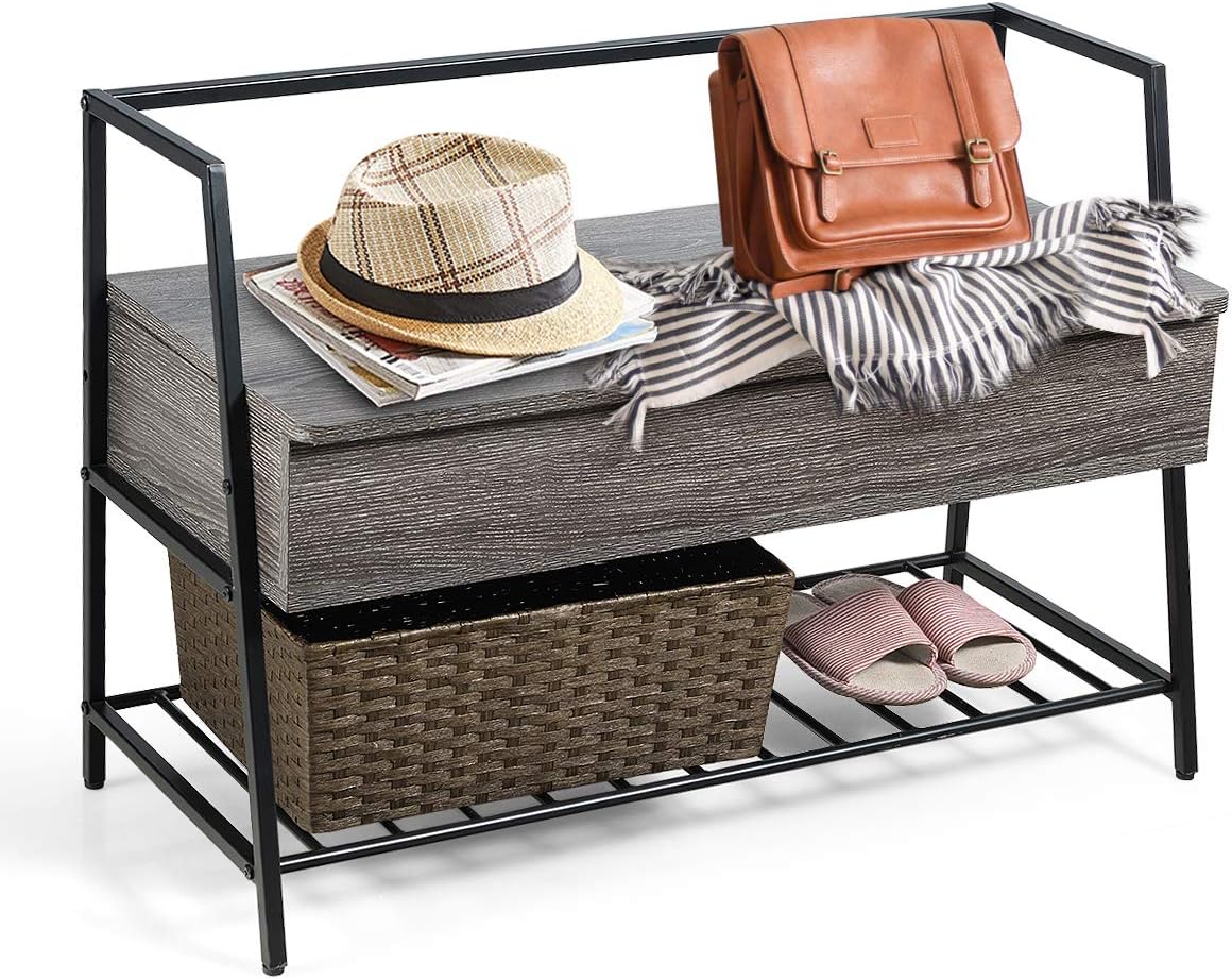 Costway Shoe Rack with Seat, Shoe Rack, Seat Load Capacity Up to 100 kg