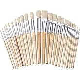 Colorations Easel Paint Brushes, Assorted Sizes, Value Pack, Set of 12 Paint Brushes, Wooden Handles, Natural Bristles, Round