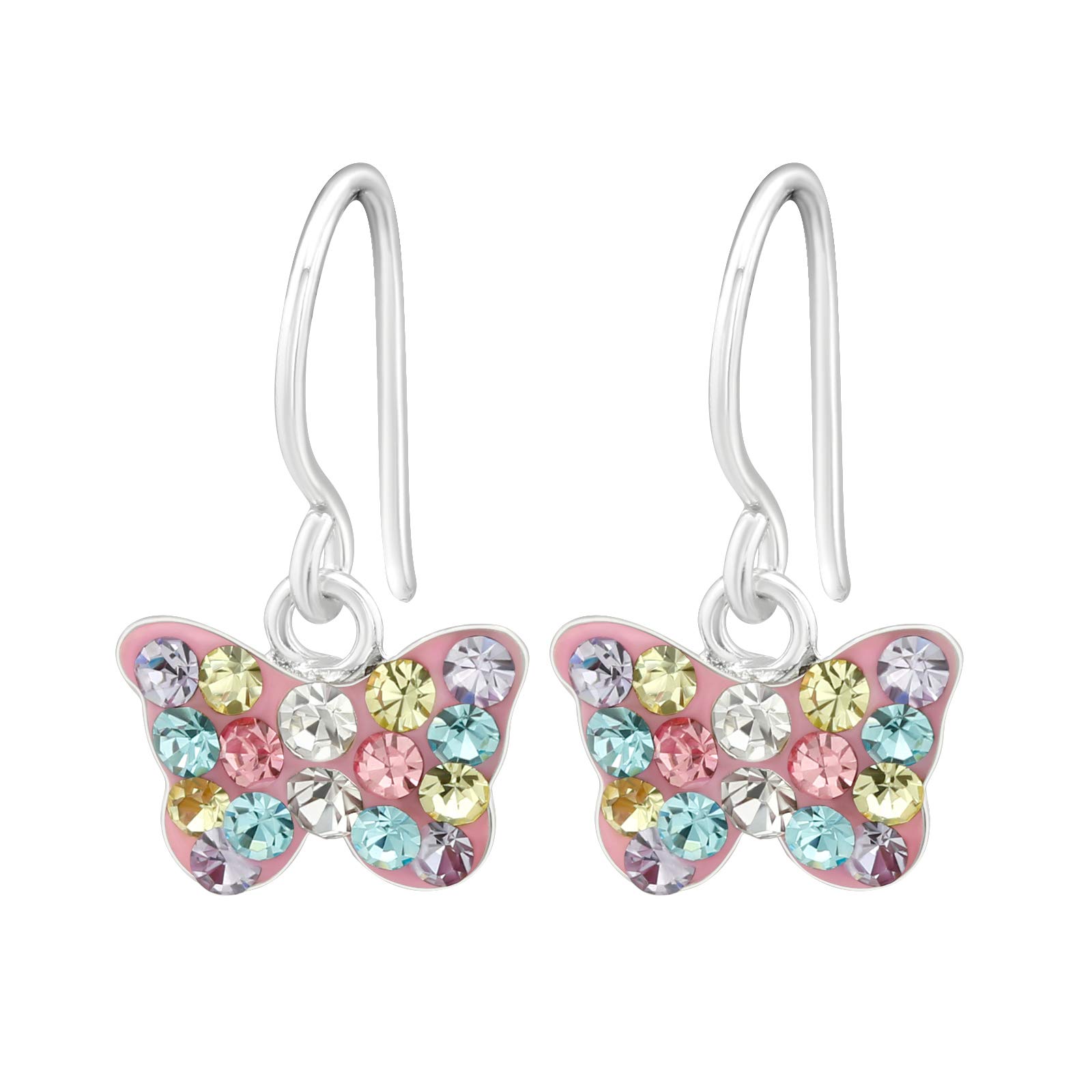 The Rose & Silver Company Women 925 Sterling Silver Butterfly Hook Earrings