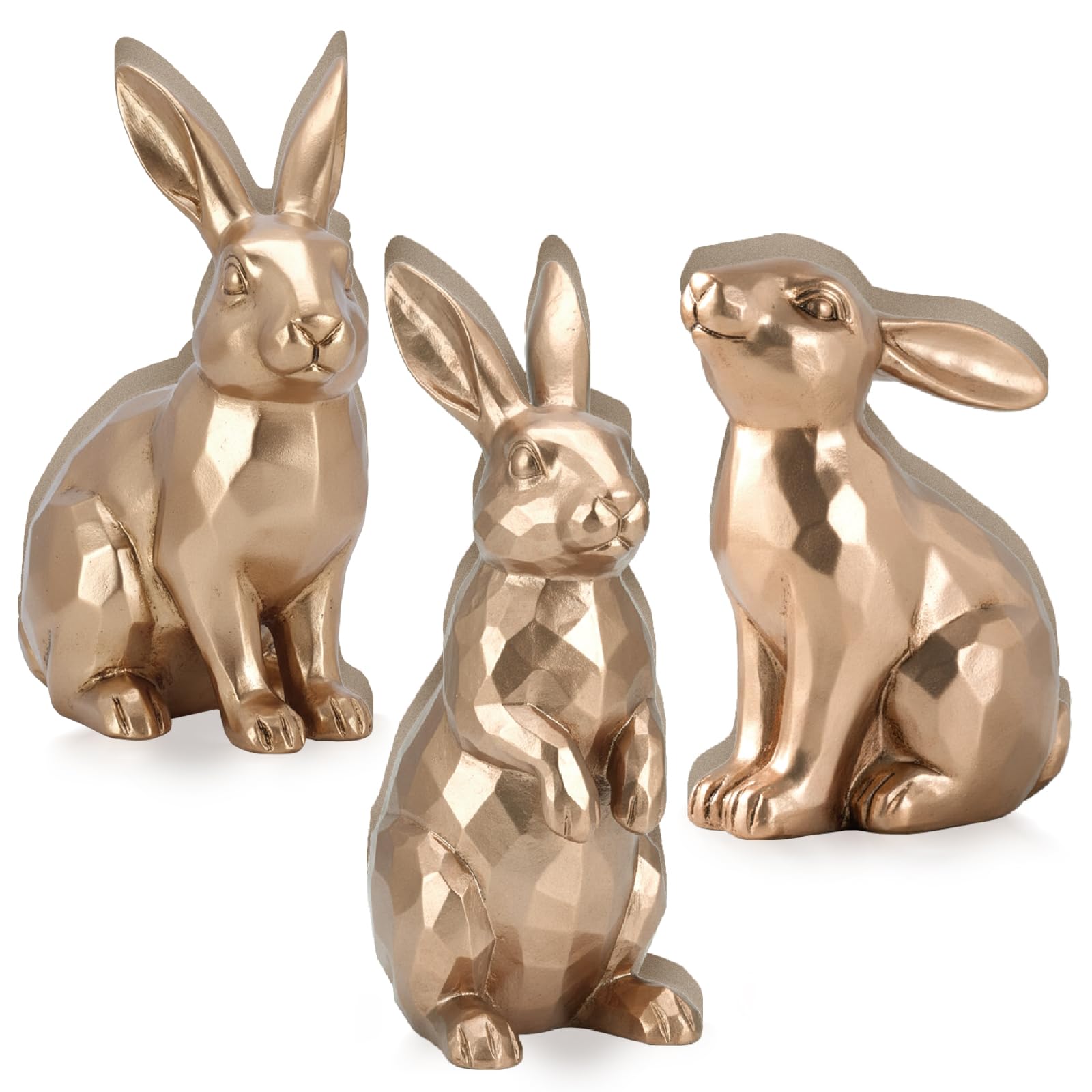Photo 1 of DoubleFill 3 Pcs Gold Wooden Bunny Figurines Vintage Rabbit Statues Easter Bunny Statue Table Decoration for Spring Tabletop Decor Easter Gifts Home Office Decor Party Supplies
