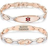 LinnaLove 7 1/2 inch Medical Alert Bracelets for women Stainless Steel Fashion Medical Bracelets Personalized Engraving