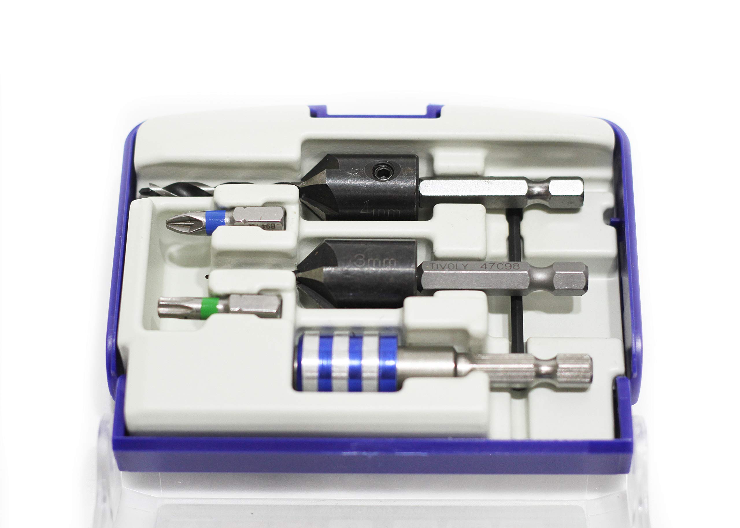 Tivoly 11900670002 Tool Set with Drill Bits/Walnut Bits/Screw Bits/Bit Holder, Grey, 5 Pieces