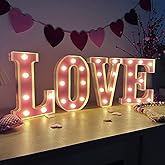 Valentines Day Decorations -4 LED Marquee Light Up Letters "LOVE" for Home Valentines Shelf Mantel Fireplace Tabletop Wedding
