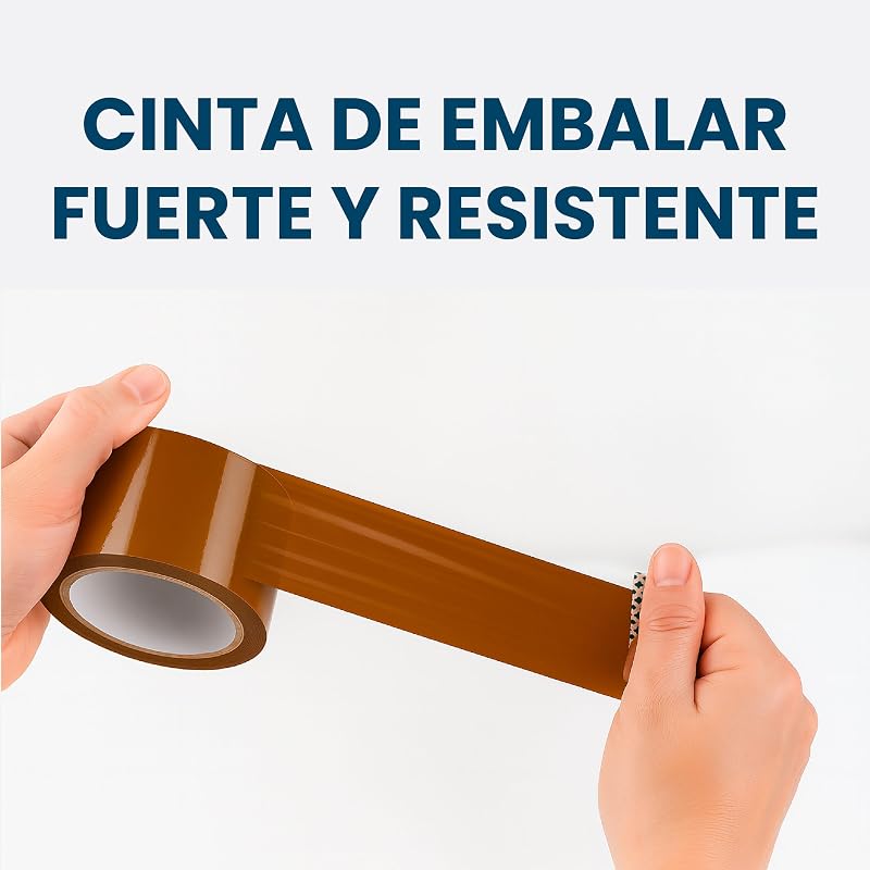 Fita adesiva castanha universal 48 mm x 60 metros - Embalar 6 unidades - Fita adesiva para caixas de cartão, vedação para transportar, armazenar, enviar e transportar caixas