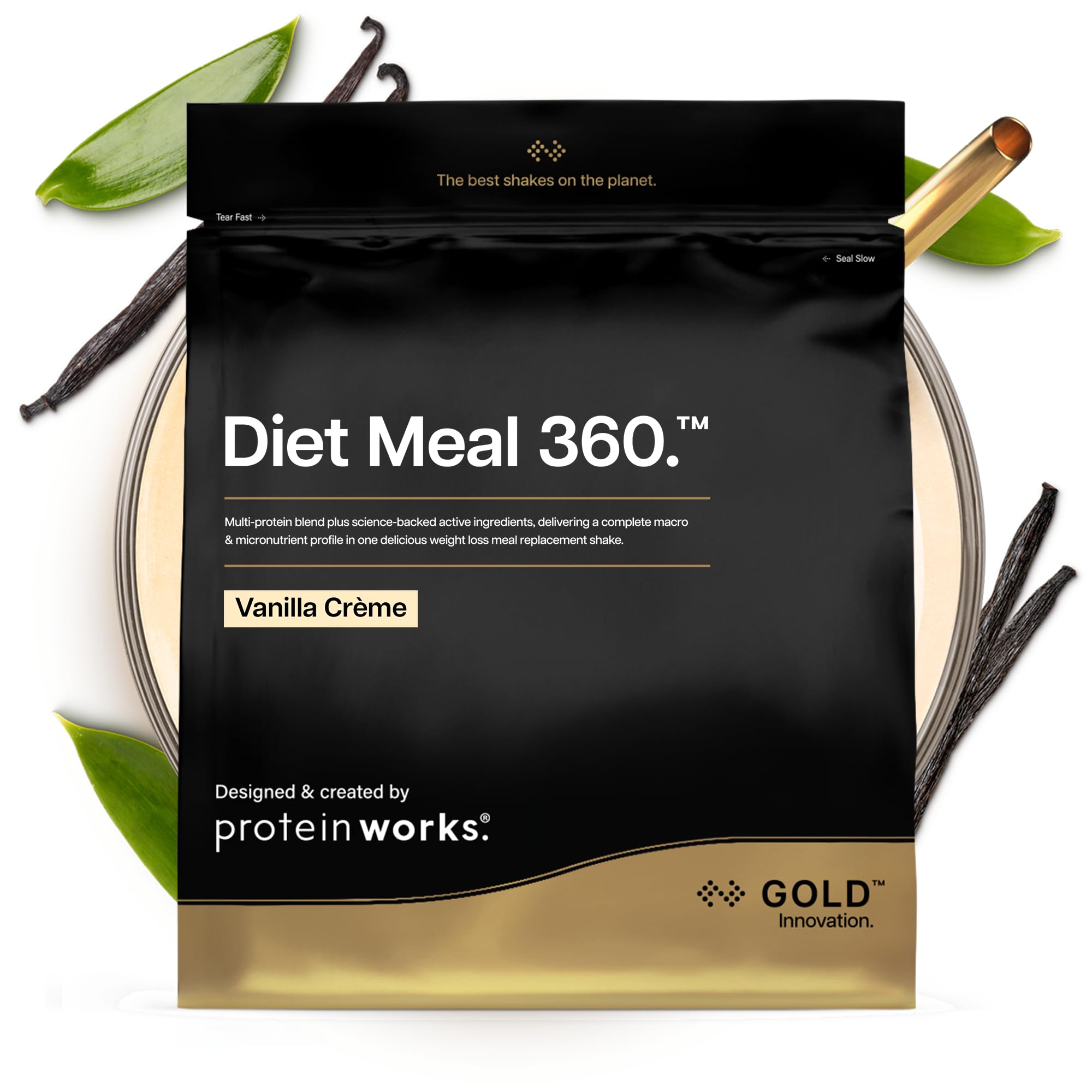 Protein Works | Diet Meal 360 - GOLD Innovation, Diet Meal Replacement Shake, Supports Weight Loss, 24 Vitamins & Minerals, Added Flaxseed, Inulin, Omega 3, Vanilla Crème, 7 Meals, 500g — image 1