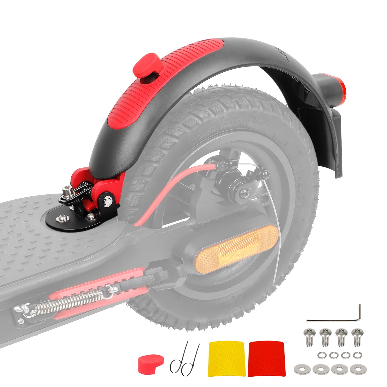 Ulip Scooter Rear Mudguard with Tail Light for Xiaomi M365 Pro/Pro 2/1S/MI3 Scooter, Grey and Red, Plastic, Universal Fit, Rear