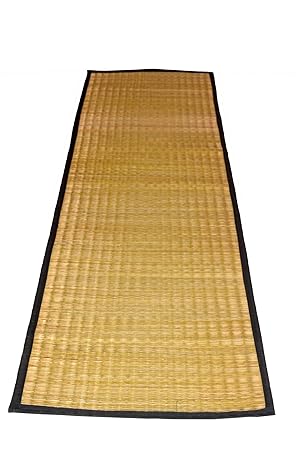 MONTISA Handmade Organic Eco-Friendly Portable River Grass Mat/Natural Fibre mat/Korai Grass Mat/Reed Mat/Madurkathi Mat, Multipurpose Floor Mat/Meditation / Picnic/Yoga / (T2-03)- (24W x 65L)