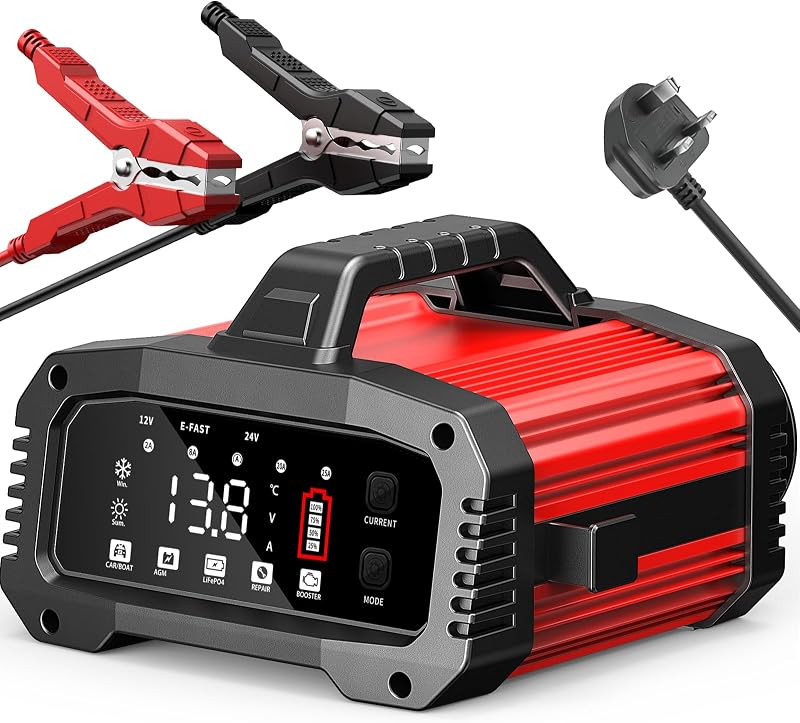 Husgw 25A Car Battery Charger 12V/24V Smart Auto with Temp Comp