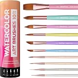 Nicpro 10Pcs Watercolor Brushes Set Cat Tongue Liner Dagger Wash with Holder view 1