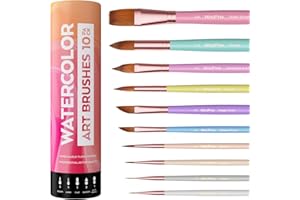 Nicpro 10PCS Watercolor Brushes, Aesthetic Professional Watercolor Paint Brush Set, Water Color Brushes with Round, Cat Tongu