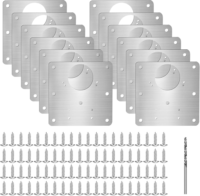XiangJunly 12Pcs Cabinet Hinge Repair Kit with 80 Screws 2.5mm Drill Bit