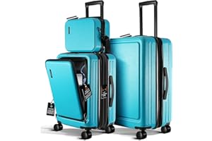 TRAVELARIM Luggage Sets 3 Piece, 22 Inch Carry on Luggage and 24 Inch Suitcases with Wheels Spinner, Durable Hard Shell Suitcase Set, Expandable Travel Suitcase, Teal