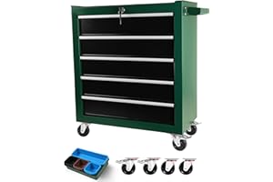 BOUPOWER Tool Chest, 5 Drawers Rolling Tool Chest with Wheels, Portable Rolling Tool Box on Wheels, Tool Chest Organizer for Garage, Workshop, Home Crafts Use