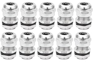 uxcell Cable Gland M12 Metal Waterproof Cable Glands Joints Adjustable Connector for 3-6.5mm Dia Cable, Pack of 10