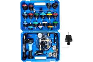 SIXIWANZI 29pc Coolant Pressure Tester and Vacuum Refill Kit with 24 Radiator Adapters, Universal Radiator Pressure Tester Ki