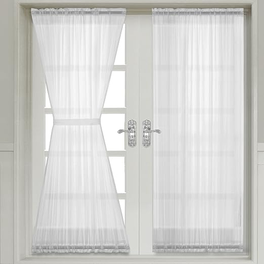Amazon Com Abri White Crushed Sheer Door Curtain Panel Home
