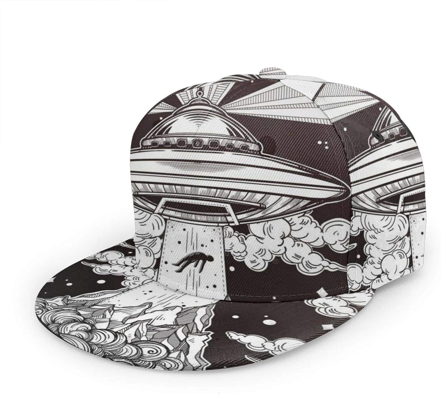 Unisex Snapback Hats, Alien Spaceship UFO Flying Saucer Abducting Human