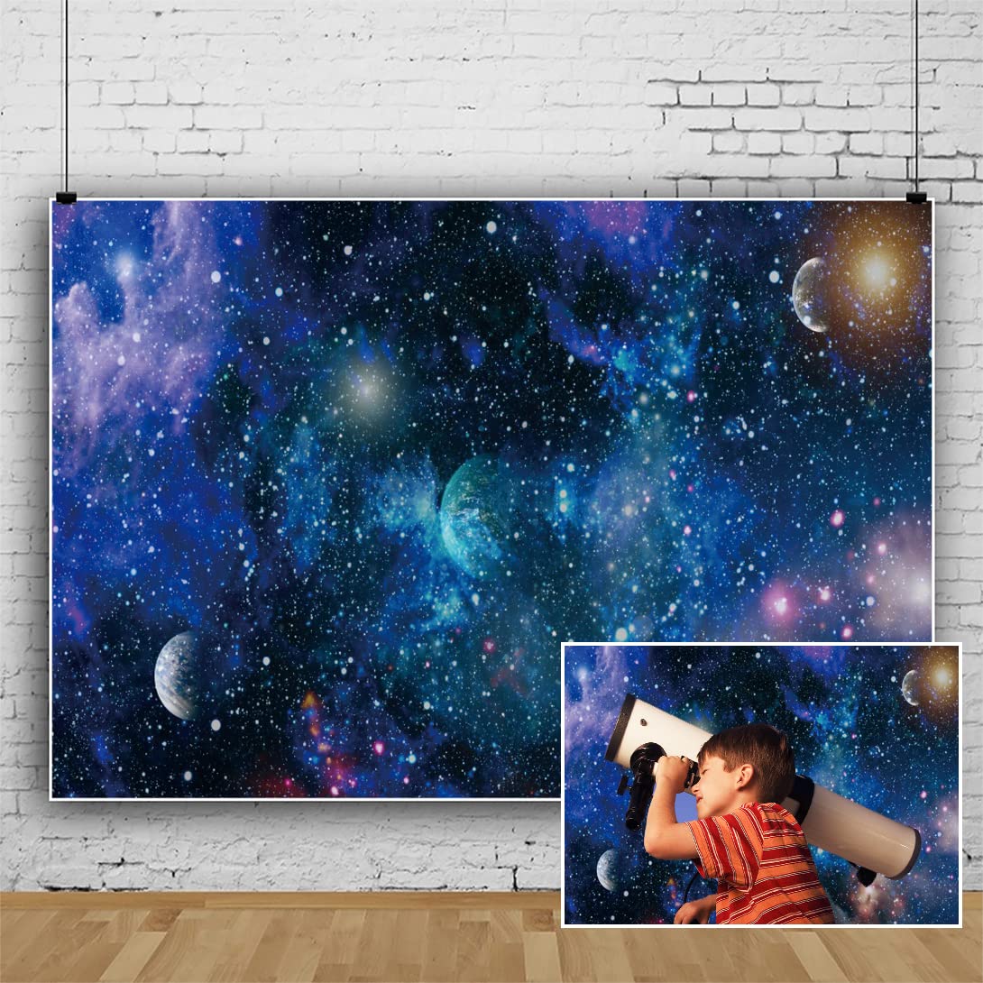 Renaiss 8x6ft Starry Sky Backdrop Nebula Universe Sparkling Outer Space Stars Science Photography Background Boy Kid Party Room Decorations Vinyl Studio Props Artistic Portrait Decorations Banner