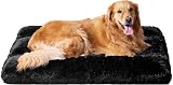 EHEYCIGA Fluffy XL Dog Crate Bed Calming Anti Anxiety 105x70x9cm Black