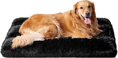 EHEYCIGA Fluffy XL Dog Crate Bed Calming Anti Anxiety 105x70x9cm Black