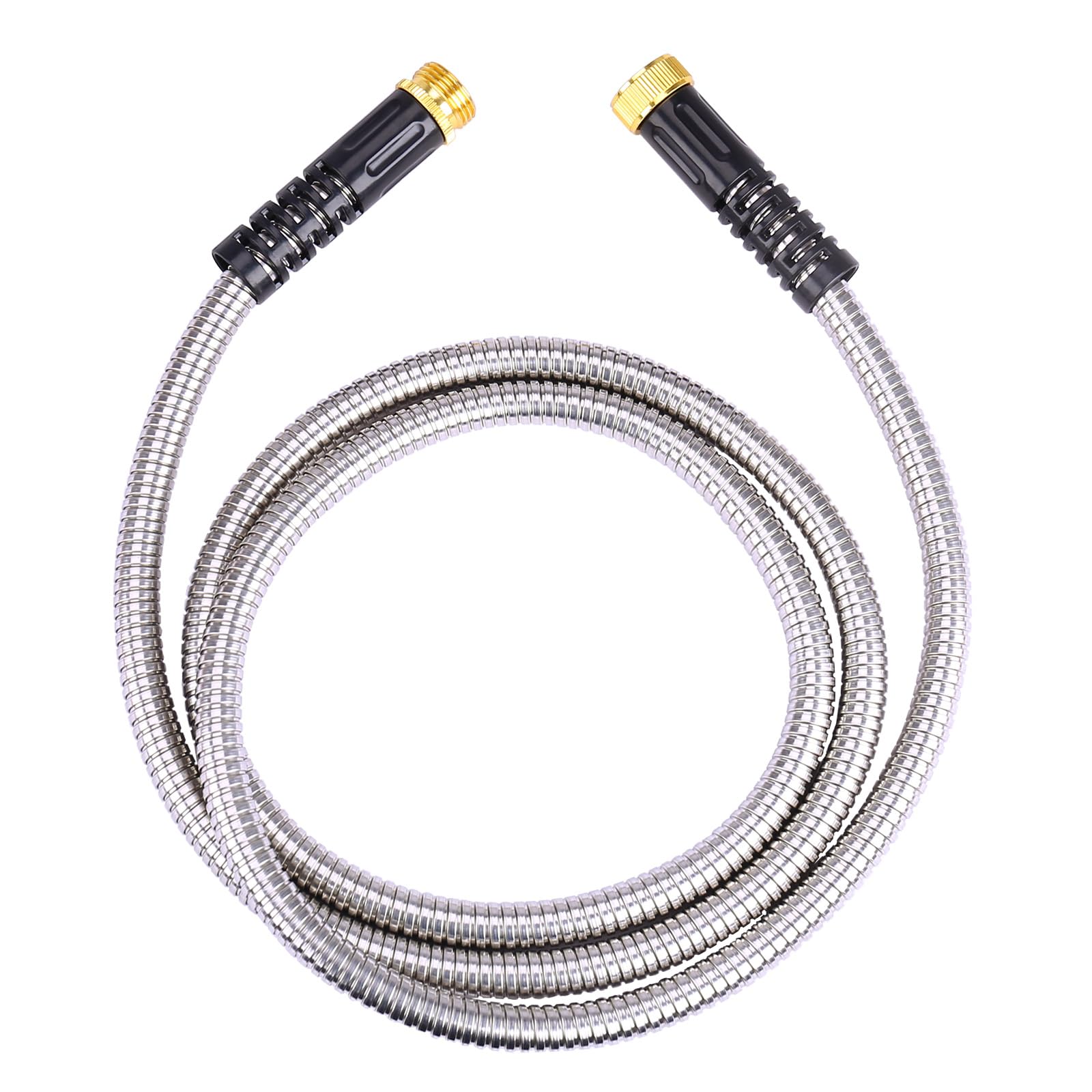 Photo 1 of 10ft Metal Garden Hose, Water Lead-in Hose Extension, Stainless Steel Hose Extension Adapter for Hose Reel/RV, Drinking RV Water Hose, Reel Extender for Yard, Female to Male, Durable