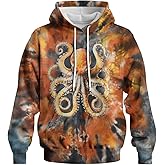 GHUALURU Tie Dye Style Hoodie for Men 3D Animal Print Sweatshirt Pullover with Hood,Unisex