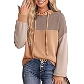 Dokotoo Hoodies for Women Color Block Oversized Sweatshirt Long Sleeve Drawstring Casual Lightweight Hoodie Tops Fall 2025