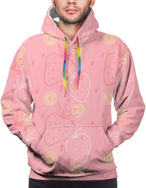 Amazon Co Jp ピンクレッドカラフルかわいい面白いストロベリー トレーナー パーカー メンズ アクティブウェア ファッション コート トレーニング フード付き 長袖 春秋冬 人気 贈り物 服 ファッション小物