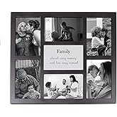 Happy Homewares Modern Black Multi Collage Picture Frame with Family Wording and Cute Phrase - Cherish Every Memory and Love Every Moment | for Table or Wall