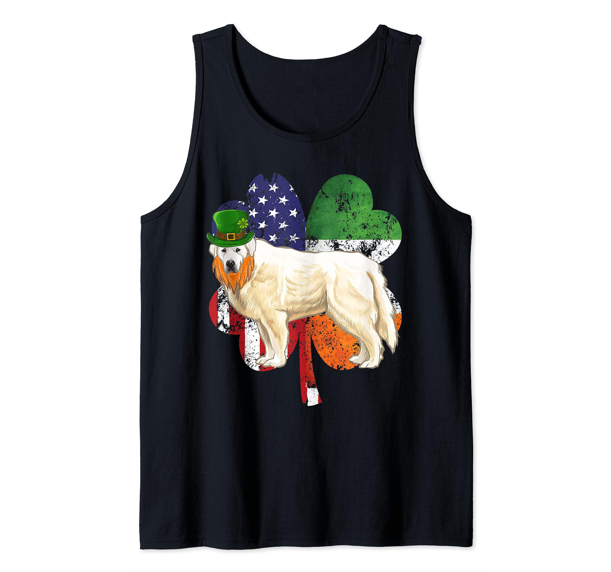 St Patricks Day Irish American Flag Great Pyrenee Dog Tank Top