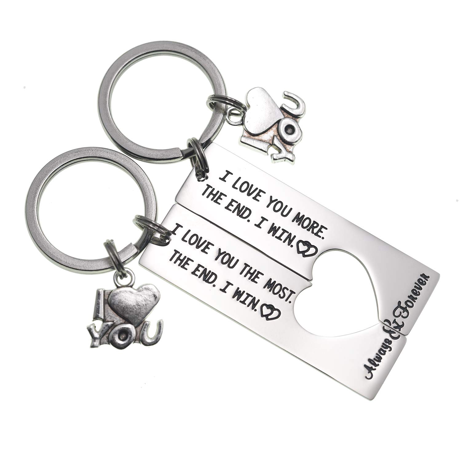 LParkin I Love You The Most The End I Win Love You More Mostest Keychain Couples Friendship Key Chain Cute Boyfriend Girlfriend Birthday Gifts for Him Her