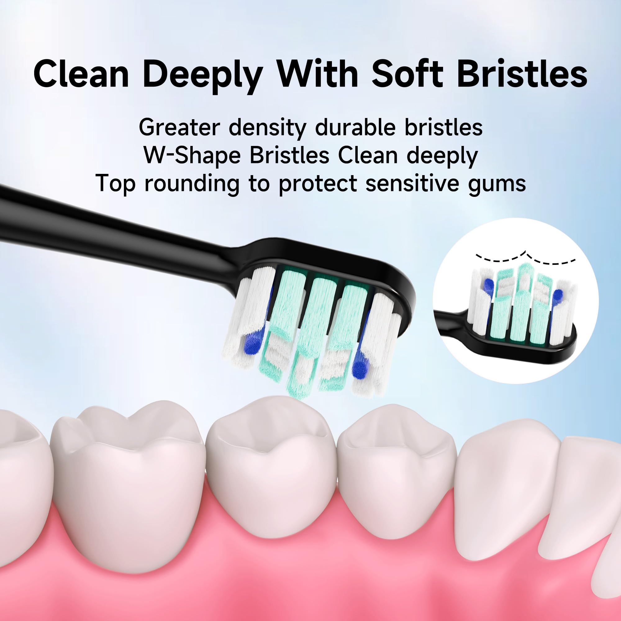 PERECT Electric Toothbrush for Adults, Rechargeable Sonic Electric Toothbrush with 6 Replacement Brush Heads, 1 Charge for 30 Days, 5 Modes 3 Intensities, Smart Timer (Black New)