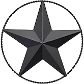 JoyEvy 6.5" Black Metal Barn Star Wall Décor - Wall Art for Farmhouse, Western, Rustic Homes - Outside or Inside of House Decorations
