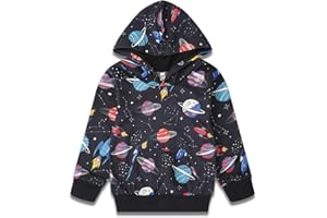 NUBEEHOHO Toddler Boy Hoodie Sweatshirt - Pullover Dinosaur Long Sleeve Shirt Fire Truck Print Kids Winter Clothes 2T-7T