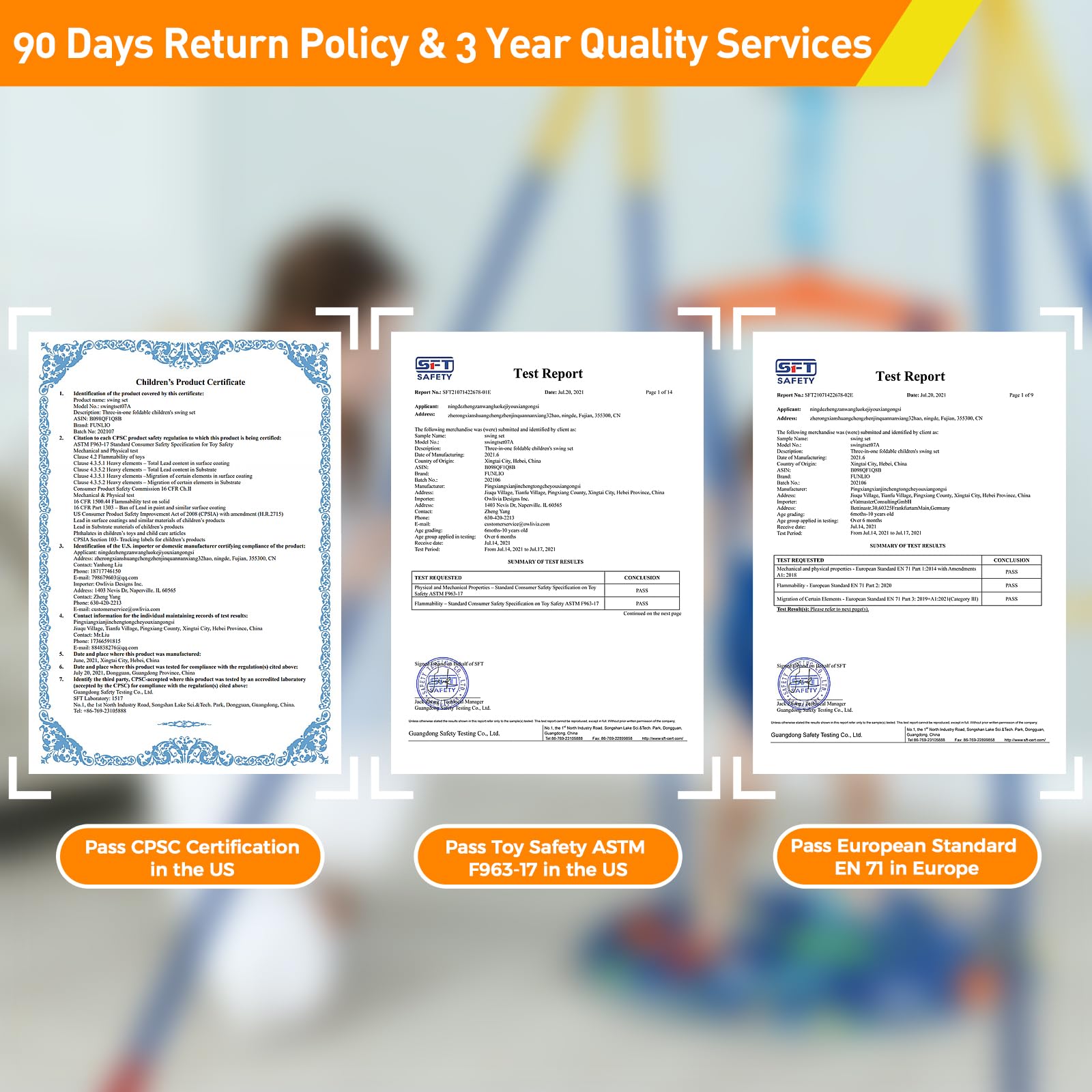 FUNLIO 2 in 1 Swing Set for Toddler & Baby Jumper, Heavy Duty Kids Swing & Bouncer with 4 Sandbags, Foldable Metal Stand for Indoor/Outdoor Play, Easy to Assemble and Store