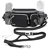 TUDEQU 4-in-1 Dog Walking Belt with Large Fanny Pack, Dog Fanny Pack, Hands Free Dog Leash Leash for Large Dogs That Pull Training Jogging Hiking