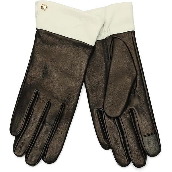 Kate Spade Women's Leather Gloves with Spade Logo, Stylish