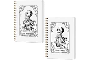 CQM 2 Pcs the Overthinker Goth Tarot Spiral Notebook Skull Gothic Tarot Cards Journaling Notebooks Gifts for Women Teacher Friend Teens College Ruled Notebook Journal, Classroom Office Supplies