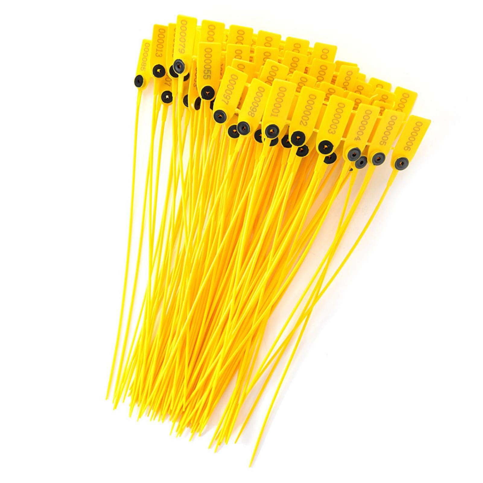 Teror CABLE_TIE Cable Ties, 100pcs Yellow Polypropylene (PP) Plastic Security Seal with Number, 40cm, Safety, Simple