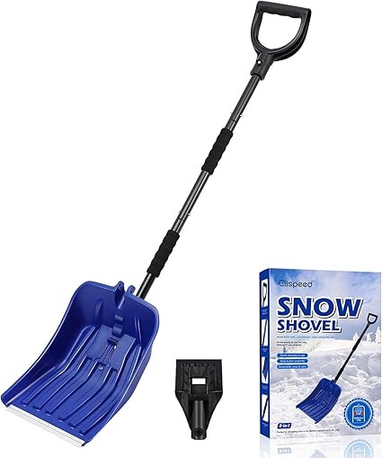 Amazon Com Clispeed Snow Shovel For Car Folding Snow Shovel With Ice Scraper For Car Truck Driveway Snow Removal Blue Garden Outdoor