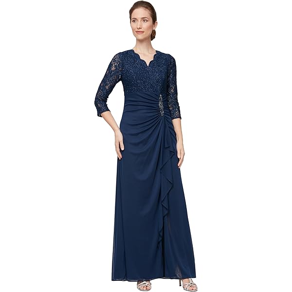 Amazon.com: Alex Evenings Women's Long Portrait Collar Dress, Perfect for Weddings, Formal Events : Clothing, Shoes & Jewelry Amazon.com: Alex Evenings Women's Long Portrait Collar Dress, Perfect for Weddings, Formal Events : Clothing, Shoes & Jewelry