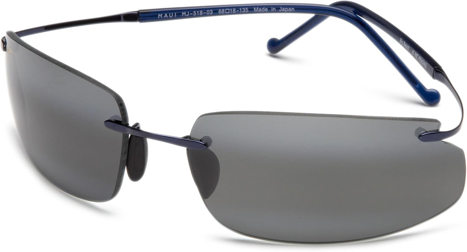 Maui Jim 51803 Blue Big Beach Rimless Sunglasses Polarised Sailing