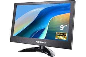 AISHICHEN 9 Inch Small Monitor Built-in Speakers, Mini Monitor 1280 x 720, HDMI VGA Input 60 Hz 3ms IPS Screen Display, Security Display for Raspi CCTV Camera Car HDMI VGA Input Metal Shell